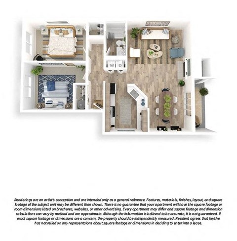 The Lakehouse 3D Floor Plan 2x1 864sf